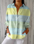 Holly™ | Pastel Ruit Blouse | Lichtgewicht Lente Blouse met Artistieke Prints
