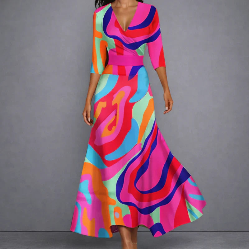 CALLA | Sculpting Floral Maxi Jurk voor elegante zelfverzekerdheid