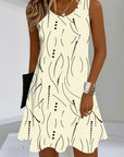 Rianne | Mouwloze Jurk met V-Hals en Print