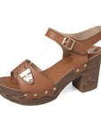 Sandalen Gaia — taupe, kruisbanden en gouden studs
