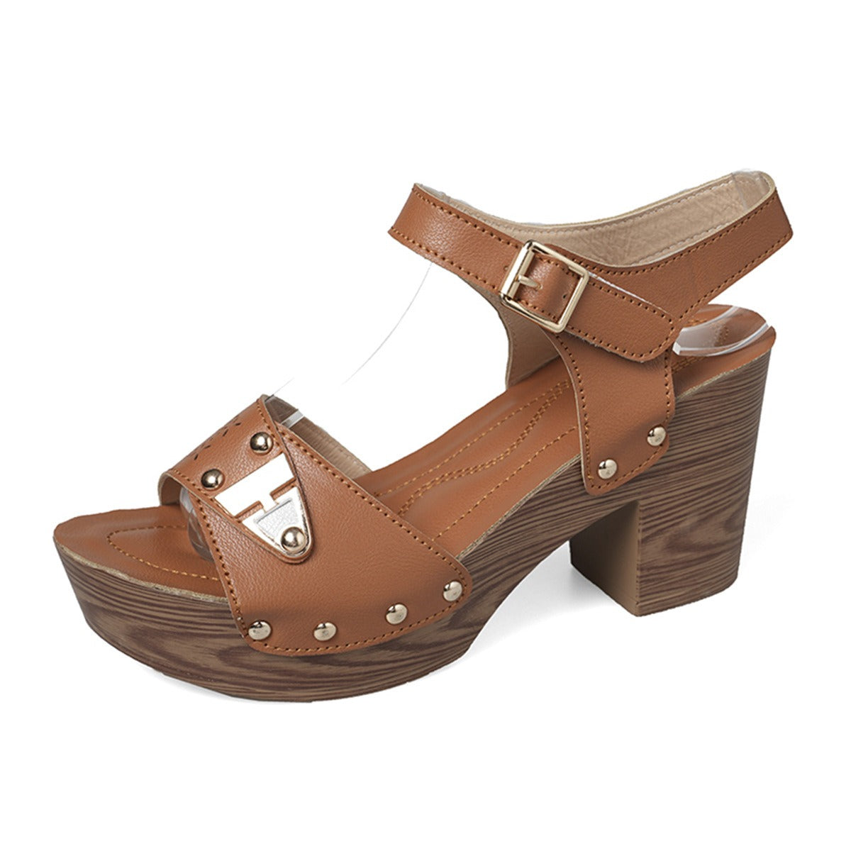 Sandalen Gaia — taupe, kruisbanden en gouden studs
