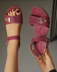 Sandalen Gaia — taupe, kruisbanden en gouden studs