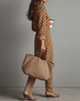 Polka Dot Faux Suede Hemd Midi Jurk
