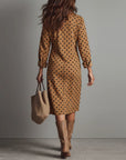 Polka Dot Faux Suede Hemd Midi Jurk