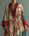 Ania - Japanse Rode Prunusblossom Maxi-Jurk