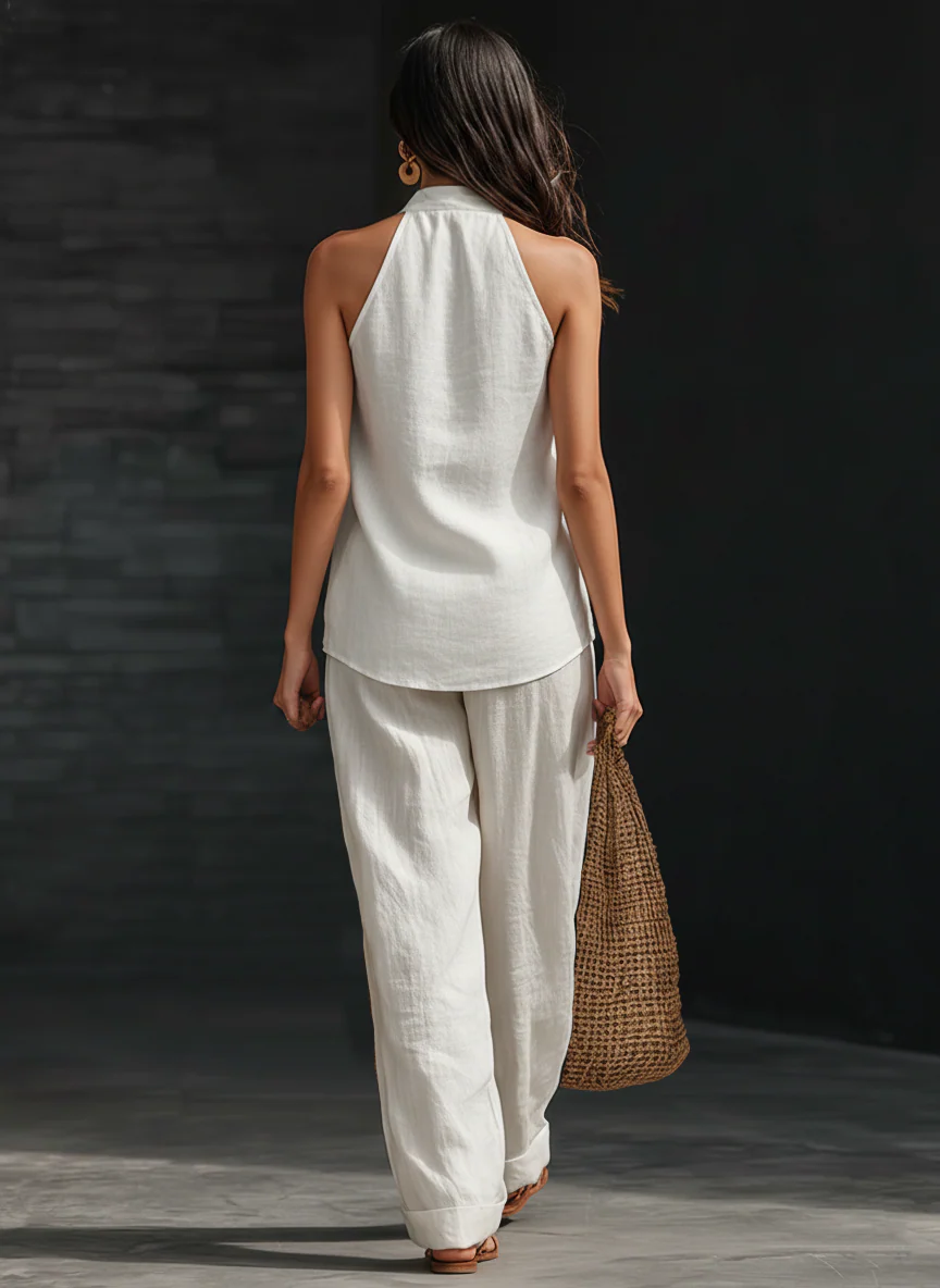 Zoë™ – Mouwloos ensemble en brede broek