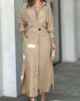 Elegante Lange Mouw Eenvoudige Shirtjurk