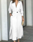 Elegante Lange Mouw Eenvoudige Shirtjurk