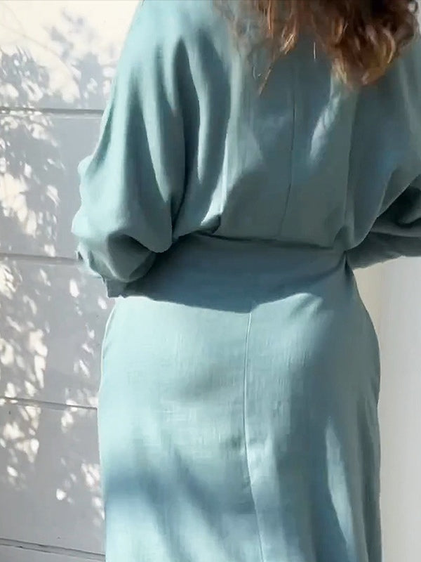 Elegante Lange Mouw Eenvoudige Shirtjurk