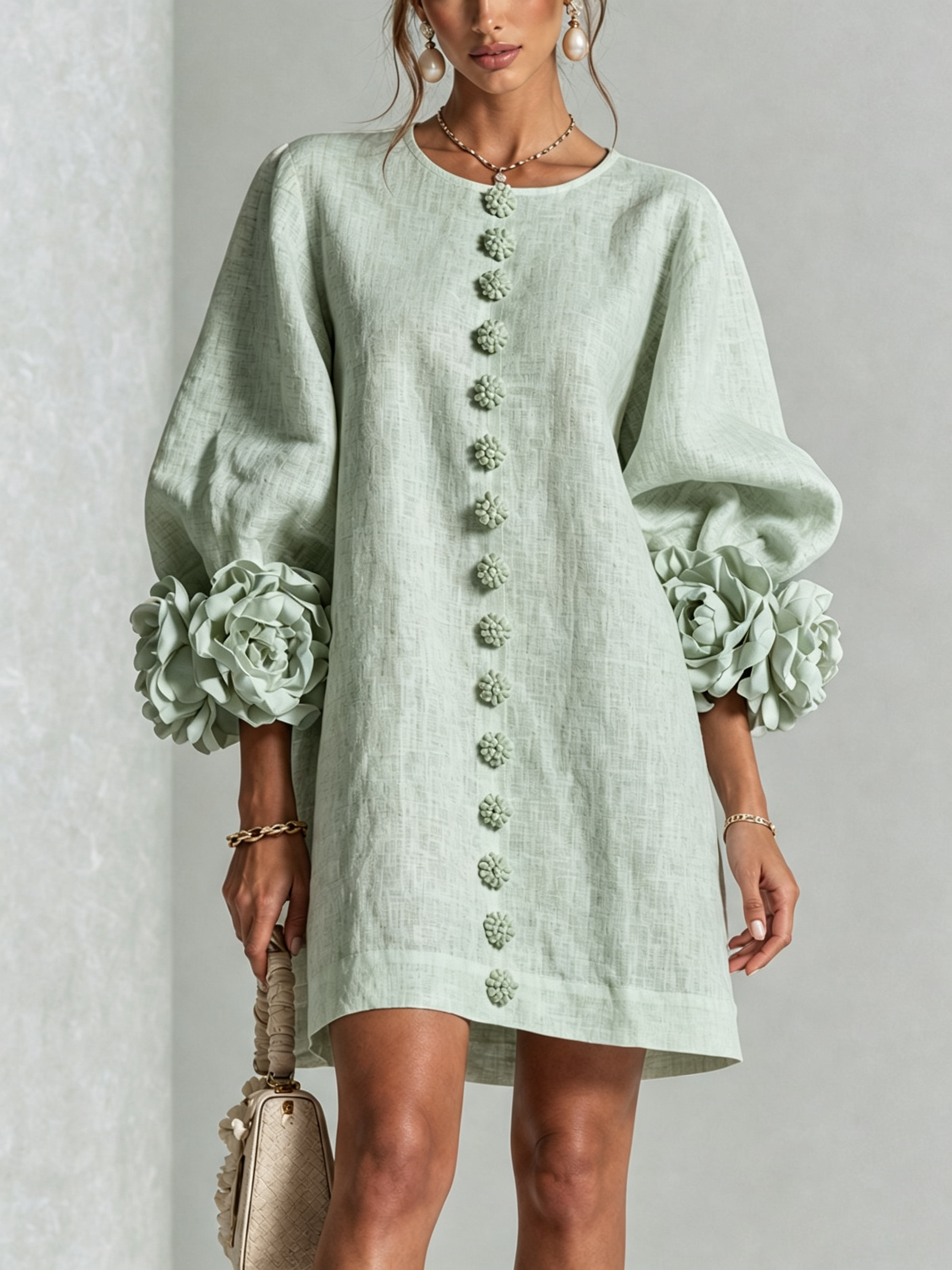 Bibi | Bloemen Knopjes Mini Jurk