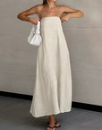 Strapless A-lijn Linnen Lange Jurk