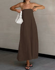 Strapless A-lijn Linnen Lange Jurk