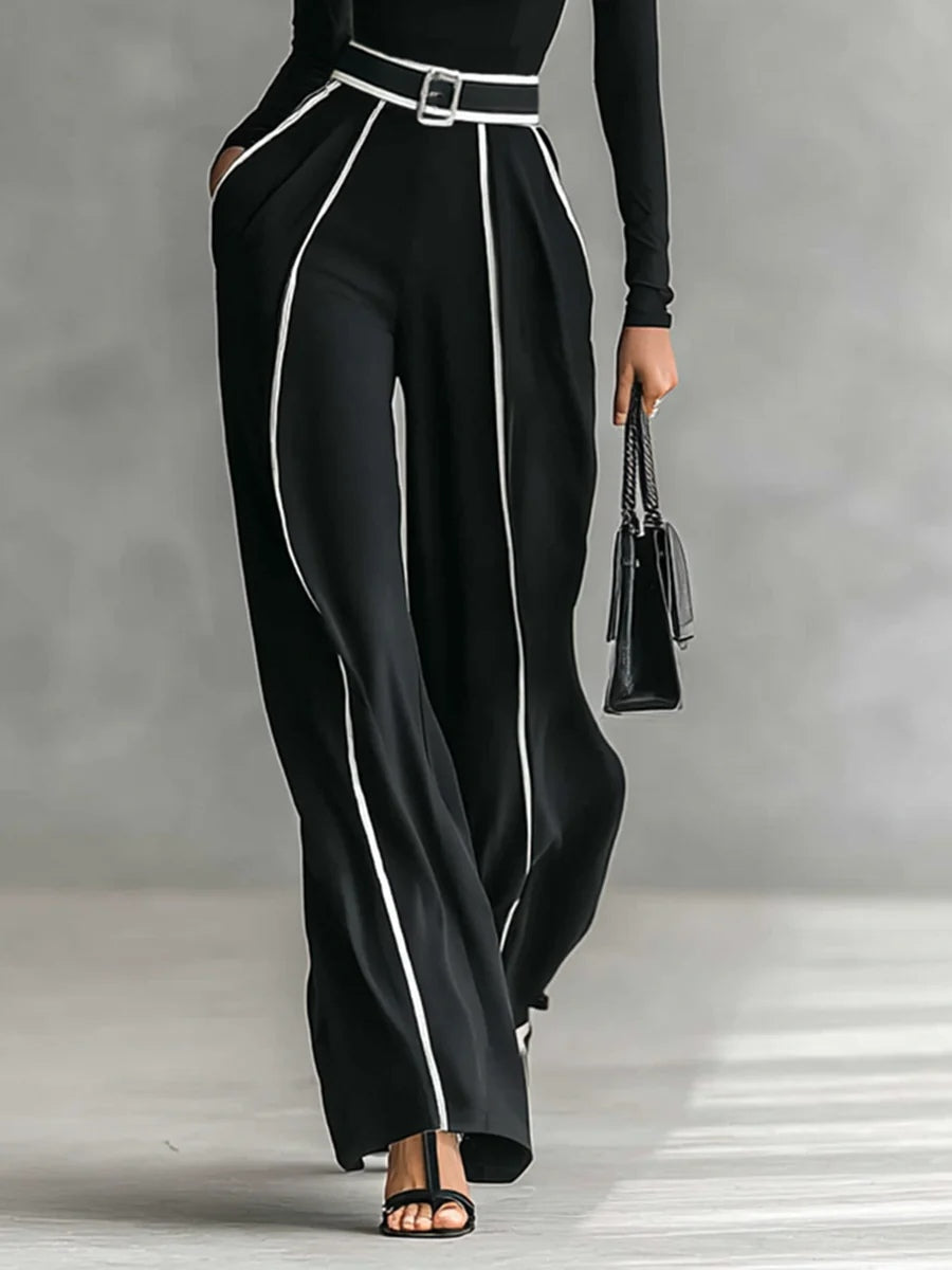 Lotte - Elegante tweedelige set met hoge kraag en wijde broek