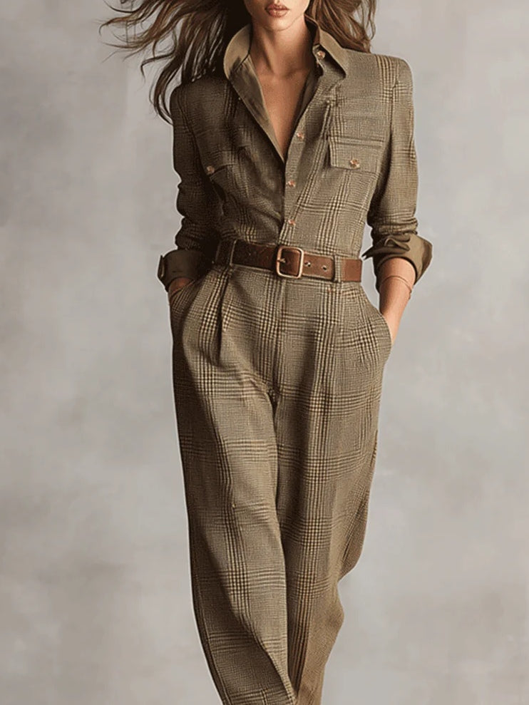 Anny -- Geruite elegante jumpsuit