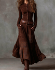 Ilse - Maxi jurk van suede met riem
