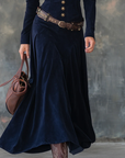 Dianne - Lange suede jurk met knopen