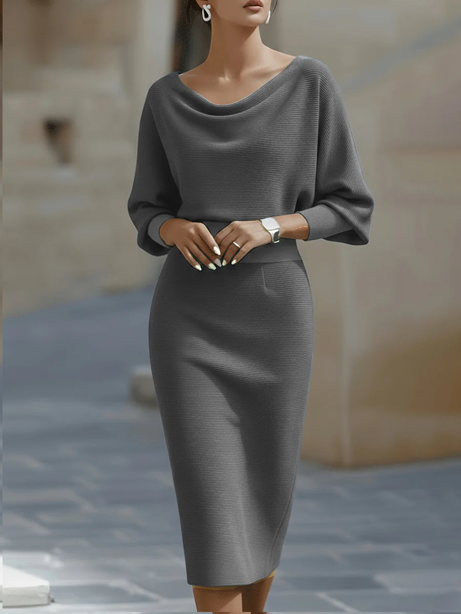 Witte Gedrapeerde Batwing Midi Jurk