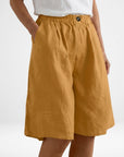 Wandeline™ — Korte ruime elastische taille comfortabele natuurlijke zomerbroek