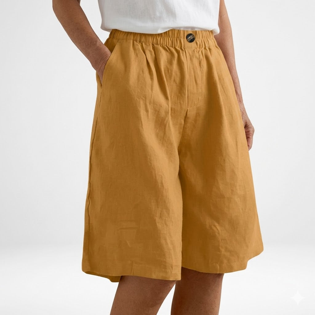 Wandeline™ — Korte ruime elastische taille comfortabele natuurlijke zomerbroek