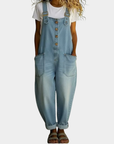 Carmen - Vintage denim jumpsuit van zacht katoen met verstelbare schouderbanden