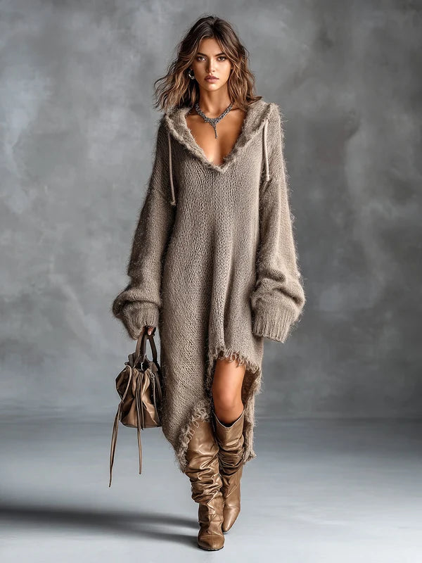 Gerda | Oversized gebreide hoodie jurk