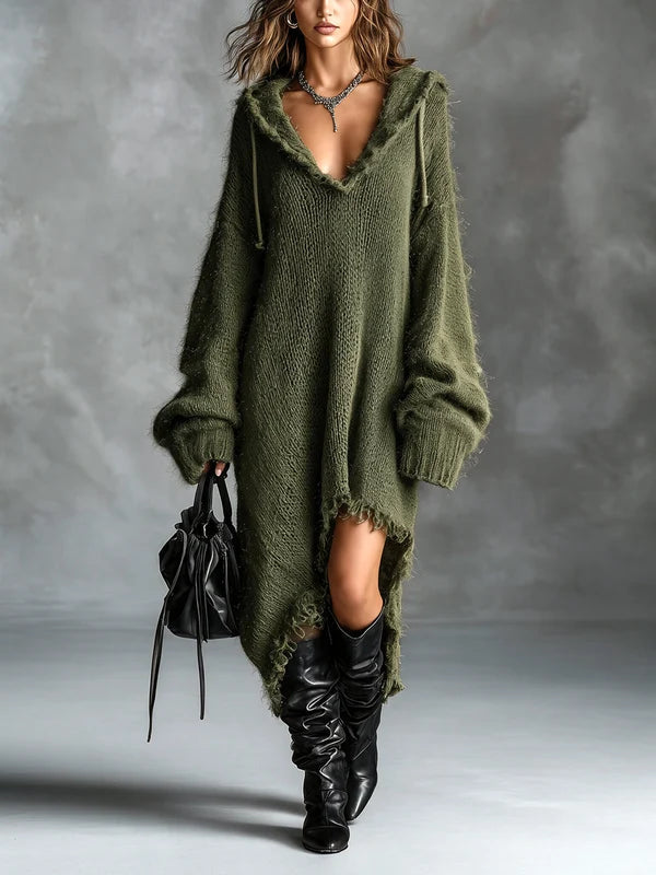 Gerda | Oversized gebreide hoodie jurk