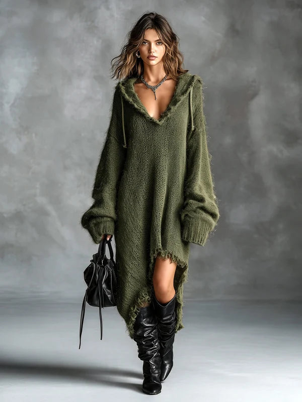 Gerda | Oversized gebreide hoodie jurk