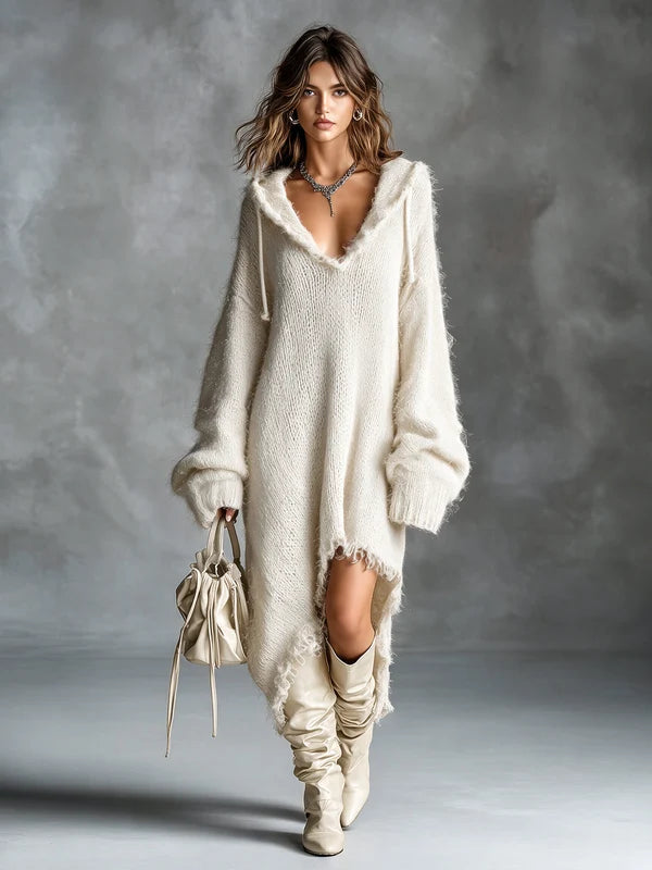 Gerda | Oversized gebreide hoodie jurk