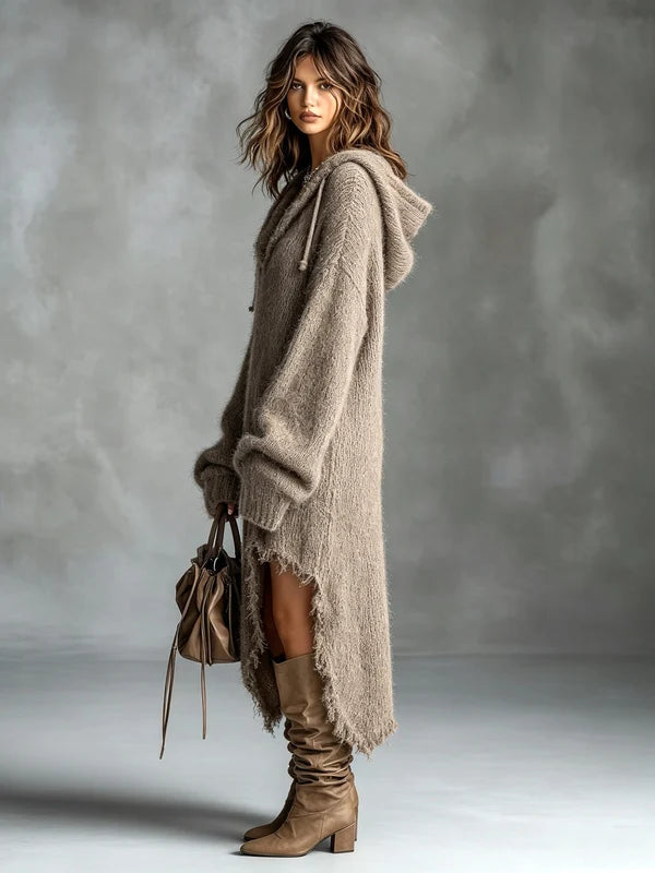 Gerda | Oversized gebreide hoodie jurk
