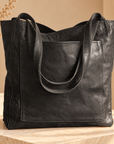Mylene | Lichte leren shopper met ritssluiting