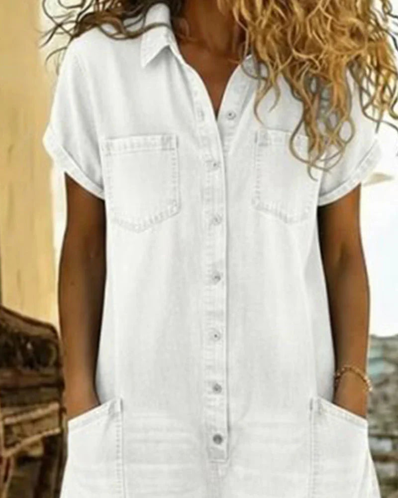 Tine | Spijkerjumpsuit met knoopsluiting aan de voorkant