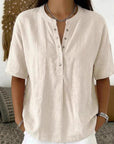 Sabine | Effen kleur blouse met halve mouwen