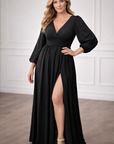 Sophia - Elegante maxi Jurk met V-hals en hoge split
