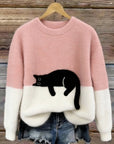 Karina | Oversized Trui met Kattenprint