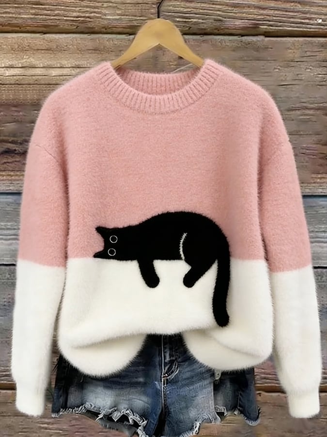 Karina | Oversized Trui met Kattenprint