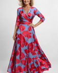 Denise - Bloemen Maxi Jurk met A-lijn en V-hals