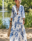 Suzanne - Bohemian maxi jurk met Knopen