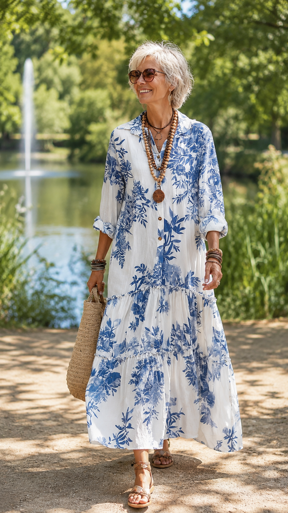 Suzanne - Bohemian maxi jurk met Knopen