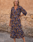 Veronica - Zomerjurk Midi met V-hals en retroprint