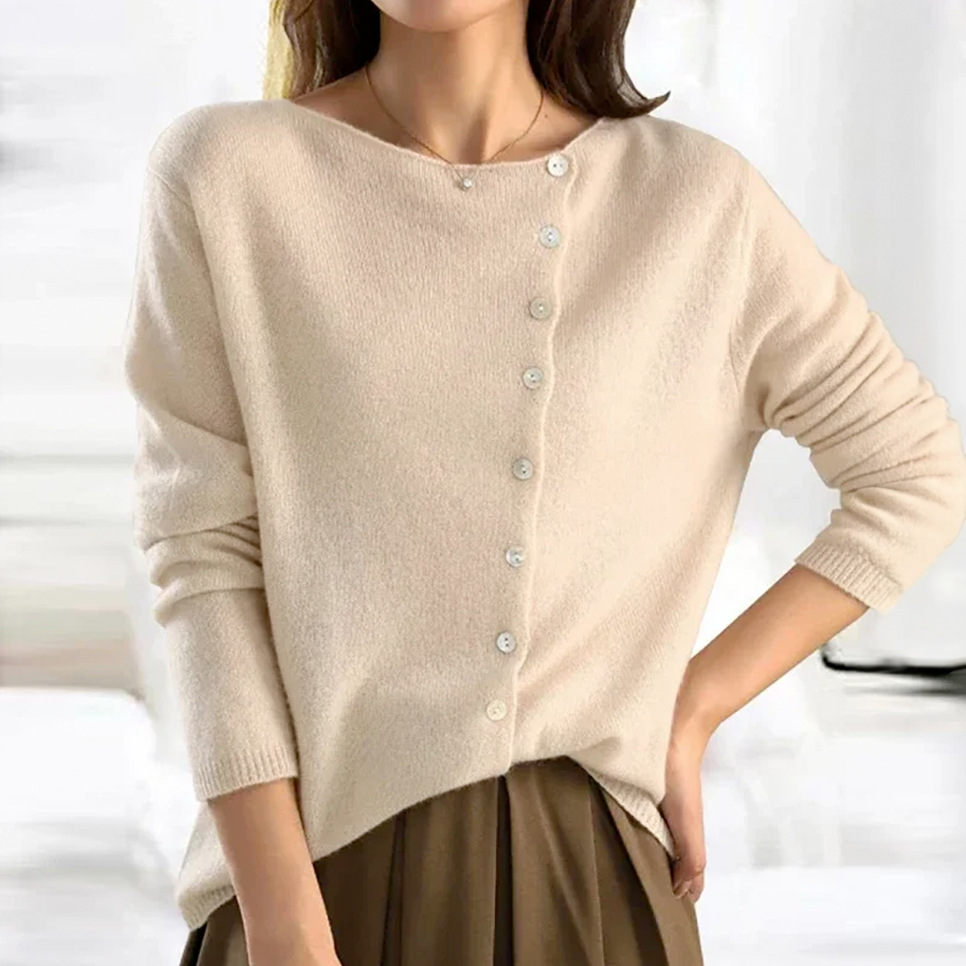 Tove | Kasjmier cardigan met asymmetrische knopen