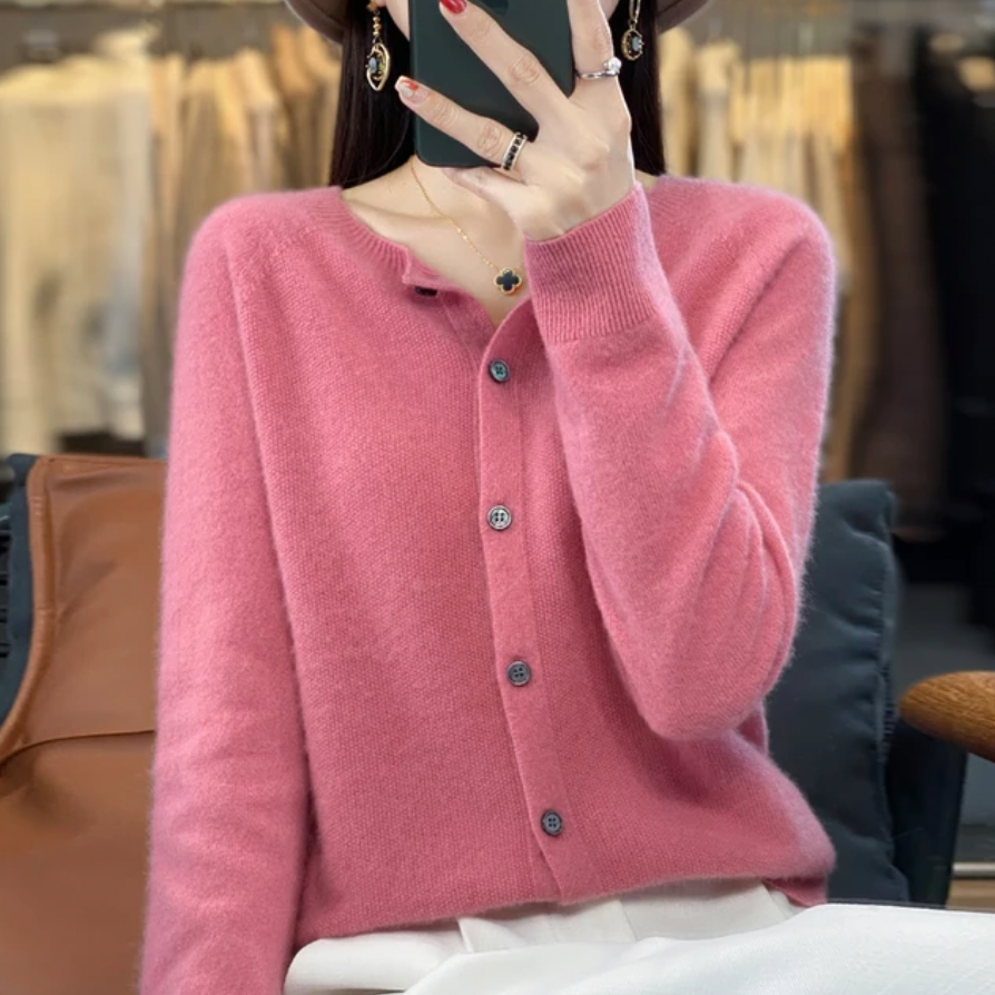 Ernestine | Casual kasjmier cardigan met knopen