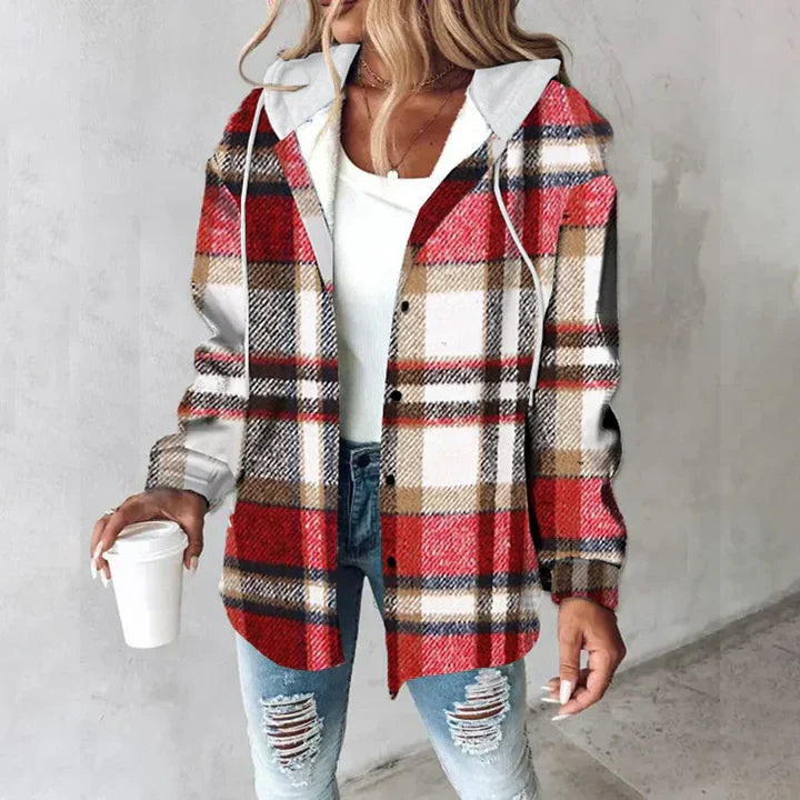 Agata | Geruite blouse met capuchon