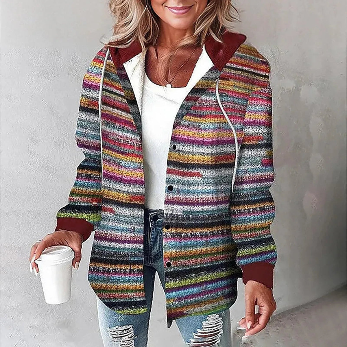 Agata | Geruite blouse met capuchon