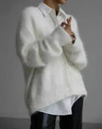 Josiane | Pluizige kasjmier cardigan met v-hals