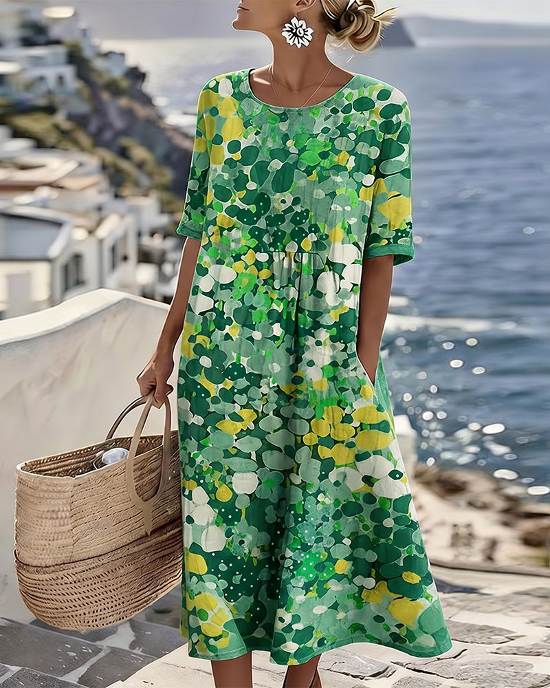 Ilse | Lichte, losse midi-jurk met bloemenprint