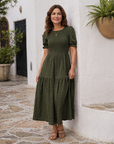 Jolie - Maxi Jurk met pofmouwen en hoge taille