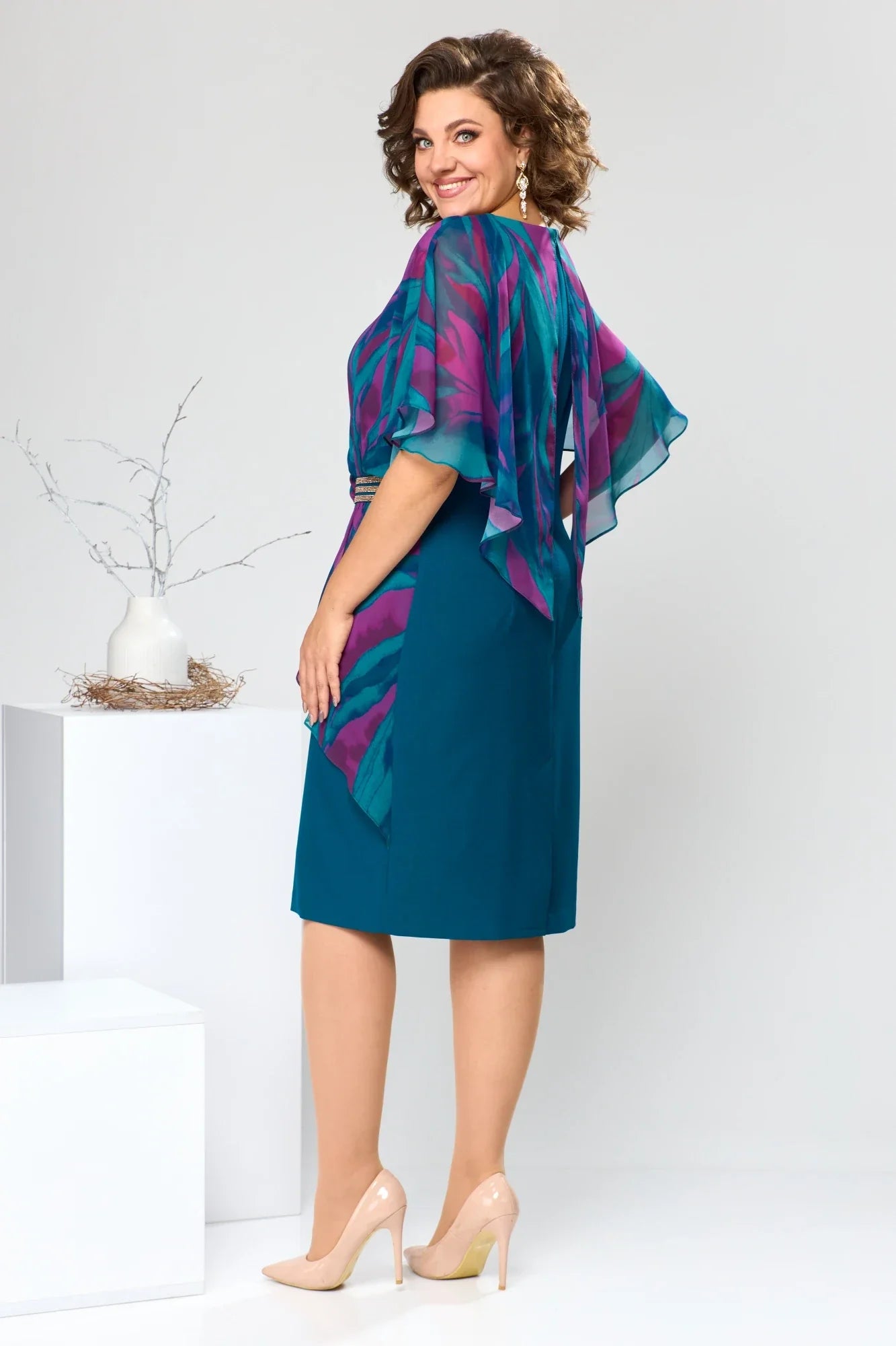 Jolanda - Chique knielange Chiffon Jurk