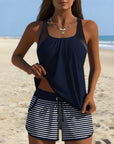 Tankini Eenvoudig Gestreept Shorty