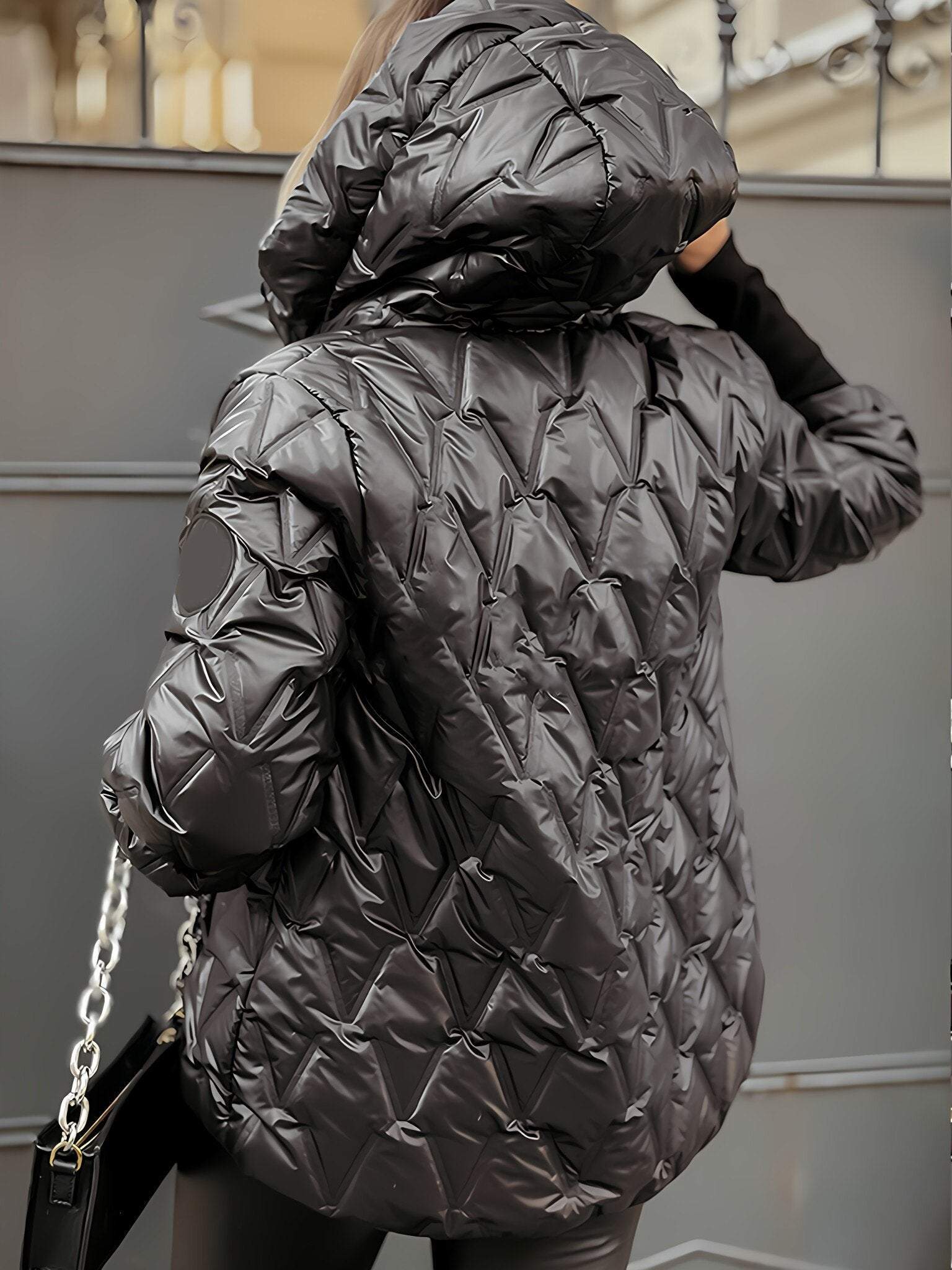 Lou | Jas met capuchon en diamanten patchwork