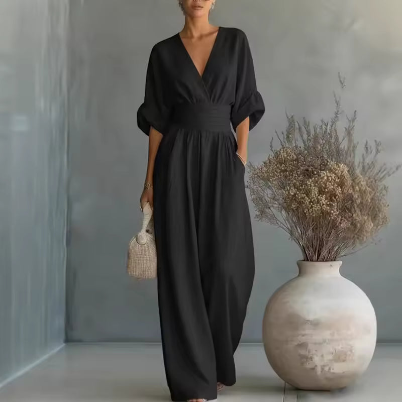 Saskia | Elegante Wide-Leg Jumpsuit met Diepe V-Hals